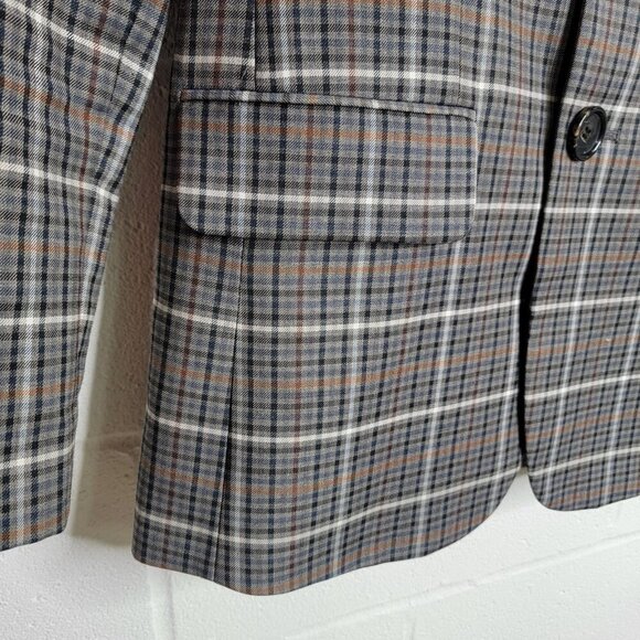 Tibi Blazer Womens 0 Gabe Check Cutout Menwear Wool Oversized Career Workwear - Picture 6 of 14